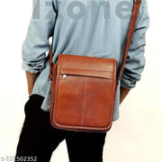 Faux Leather Small Sling Bag (Tan)
