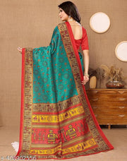 Yashika Women's Printed Trendy Art Silk Saree with Blouse Material