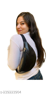 Waist bag combo for girls black color leather waterproof side chest bag womens classy bag