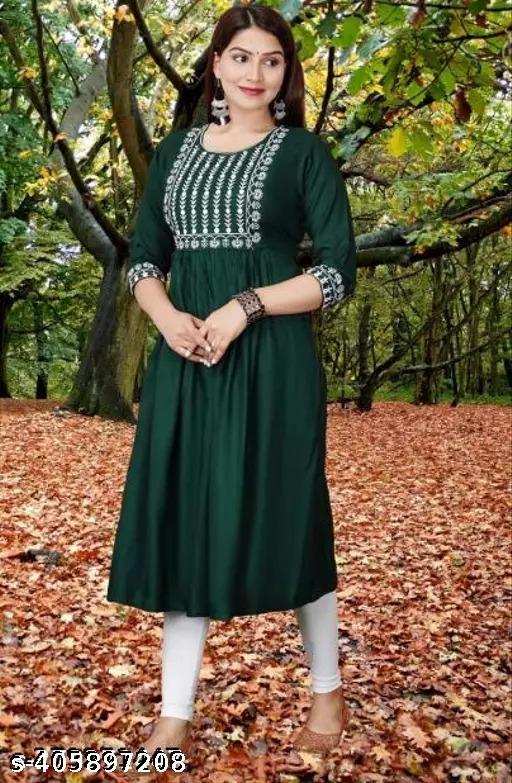 rayon kurti embroidered