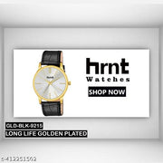 Hrnt Branded Synthetic Leather Water Resistant & Branded Company Wrist Or Black Belt Watch Analog Watch For Mens & Watch For Boys Original Gold Plated Analog Black Belt (Patta) Watch & Hands and Wrist Watch