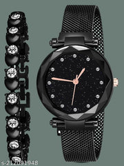 Analogue Studded Stylish Black Dial Magnet Watcht for Women or Girls and Watch for Girl or Women Attractive Women Watches