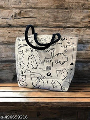 Canvas Shopping Bag - Adorable Cat Play Design l Shopping bags