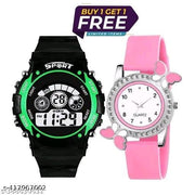 Trending Famous Stylish Boys Sports Watch + Womens/Girls Analog Watch Butterfly Pattern