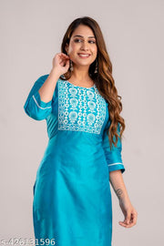 Latest Blue Kurti with Elegant Embroidery for Women