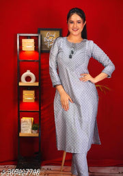 embroidered cotton kurti pant dupatta set||embroidered cotton kurta pant dupatta set||women kurti set||cotton kurti pant set||festive wear kurti set