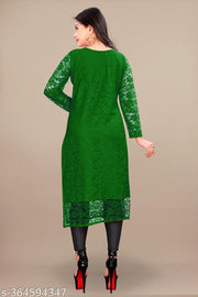 Elegant Net Fabric Embroidered Kurta for Women