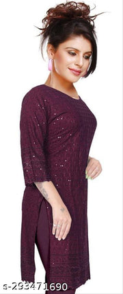 women cotton full Embroidery chikan Kurtis stylised Kurtis, embroider work done on both side front back and on arms also.