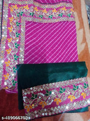 NEW SUPERHIT TRENDING EMBROIDERED COTTON THREAD & SEQUINS WORK DESIGNER SAREE
