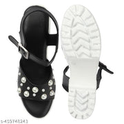 High Heel Stylish and High-heeled footwear adorned with artificial pearls Comfortable Sandals For Women's and Girl's|Stylish Heels Sandal for Womens