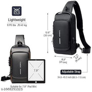 Crossbody Sling Bag | Water-Resistant Chest Backpack with USB Charging Port | Anti-Theft Shoulder Side Messenger Bag for Travel, Office, Cycling, Tablet & Daily Essentials