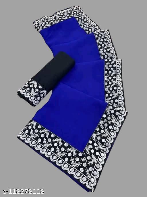 SAJAVAT SAREES Elegant Georgette Saree with Regal Maharani Lace Border | New Designer Saree for Women | Perfect for Festive & Party Occasions
