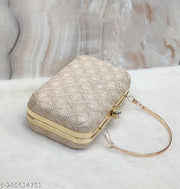 Party Clutch for Women Trendy Golden Color Box Clutch with Handle Dulhan purse Bridal Clutch