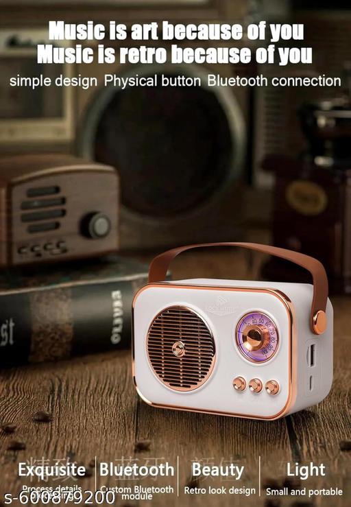 RG TGX Vintage Wireless Bluetooth Speaker – Portable Hi-Fi Stereo Speaker with High Bass, USB & TF Card Support, Rechargeable Battery (Beige)