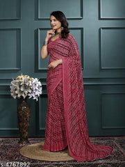 Kanooda Prints women's Fancy Georgette Floral Prints Saree