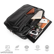 Fashion Link Brown Leather Laptop Messenger Bag – 16 x 12 x 4.5 inch with Adjustable Shoulder Strap, Expandable Zip for Extra Space, Comfortable Handle, and Premium Strap Hook.