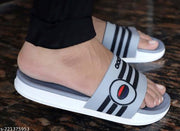 Men's Grey Synthetic Leather Daily Casual Slipper - MRJ1456