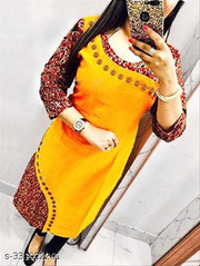 HF HOLYDAY FASHION Fancy Printed Cotton Designer Party Wear Kurtis Kurta for Girls Latest Design Button Kurties Top for Women Stylish Best Quality Beautiful New Floral Print Ladies Calf Length Long Pure Fabric Regular Use Simple College Branded Tops