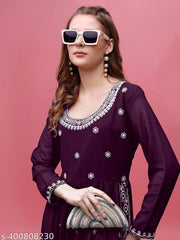 Fabfairy Embroidered A-Line Georgette Kurta