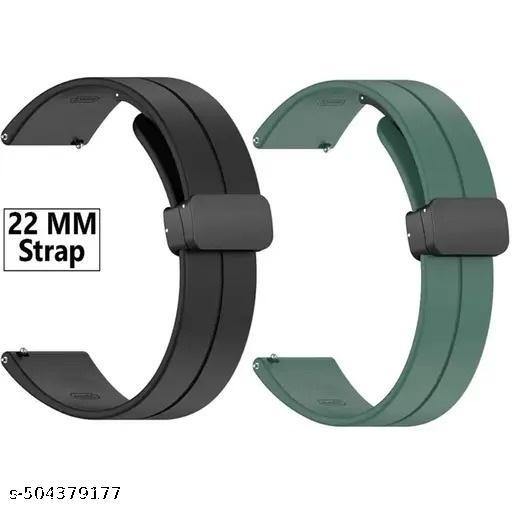 22MM SiliconeStrap with Folding Magnetic Lock Compatible with Watch 3 45mm/ Watch 46mm/Gear S3 Classic/Frontier Compatible All 22MM Watches(Only Strap2)