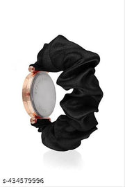(green_gray_blk) black flower Dial Ribbiin Strap Watch for Girls_(COMBO-03)