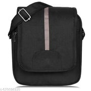 LOREM Mink Black Casual PVC Coated Matty Fabric Cross  Sling Bag For Men SL09