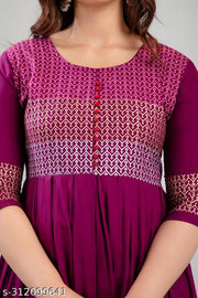 Women Rayon Printed Aaradhya Anarkali Kurtis