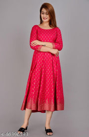 Stylish Rayon Gold Printed Kurti