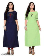 New women Ethenic Pachwork  cotton blend  straight  combo kurti for formal party wer