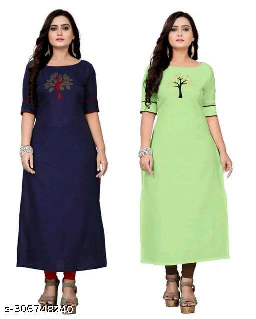 New women Ethenic Pachwork  cotton blend  straight  combo kurti for formal party wer