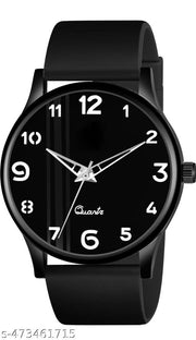 Black Case Designers Wrist Watches For Boy And Men Analog Watch - For Boys New Designers Stylish Dial Rubbers Strap Analog Wrist Watches For Boy And Me