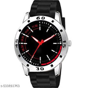 Yolako Dial Silver Cash Black Pu Bump Belt Boy and Men Watch