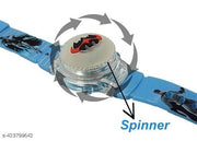 Soft Rubber Silicone Light with Spinner Cartoon Cap Cover Digital Kids Watch Non Breakable Wrist Watch - Pack of 1 Watch