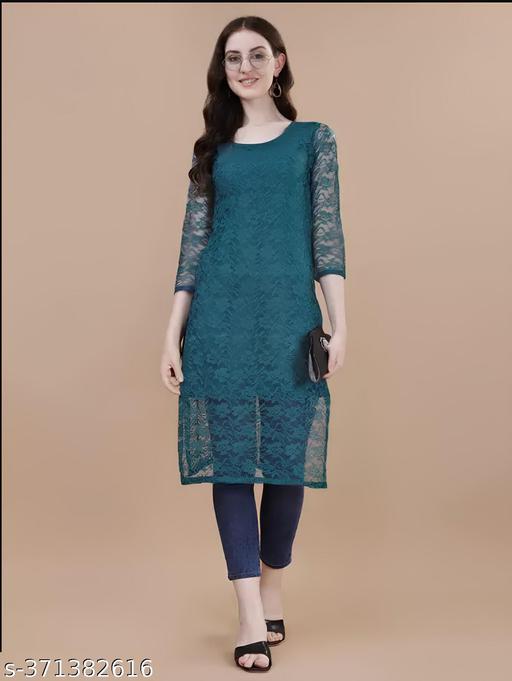 hand work net kurti