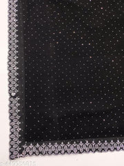 Women's Georgette Handloom Diamond Work Saree with Separate Blouse Piece
