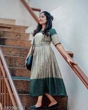 Women's Rayon fabric grey color block printed flared kurti , kurti  ,kurti for women , women kurti