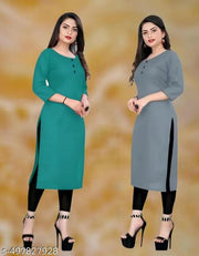 DOZZER FOX casual crape low price  daliy wear kurti combo of 2 sleeve 3/4