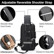 Waterproof Polyester Slim Unisex Crossbody Sling Bag Chest Backpack Men's Shoulder Bag, Leisure Travel Handbag, Hard Shell Anti-Theft Chest Bag