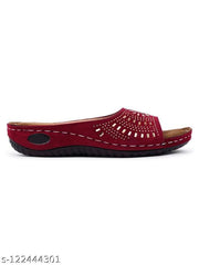 TRASE Women's Fashion Slippers | Doctor Ortho Soft & Comfortable Slip-Ons for Women & Girls | Lightweight & Stylish, Diabetic & Orthopedic Footwear, Ideal for Knee & Foot Pain (44061, Cherry)