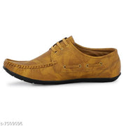 Beige Solid Loafers For Men