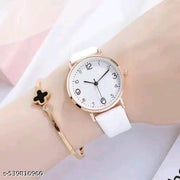 High Quality Round Dial Fancy Leather Belt Women Analog Watch