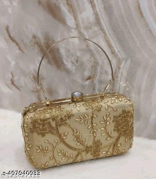Sky Wing Embroidered Minimalist Elegance Clutch: Sleek, Compact, and Fashion-Forward Design Handicraft Beautiful Sling Box womens Clutch Bag Purse For Bridal, Casual, Party, Wedding Fancy Unique Women Box Clutches With Free Handle