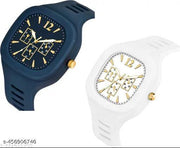 New Watch Combo Of Blue and White Square Dial with Strap Watch