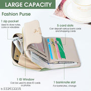 Women's PU Leather Bifold Wallet - Zipper Coin & Card Holder, Cash Clutch Purse - Fashionable Gift for Girls