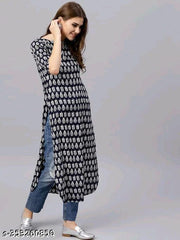 Beautiful Floral Print Viscose Rayon Straight Kurti For Women's & Girl's