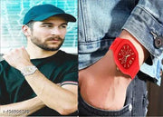 New Watch Combo Of White and Red Square Dial with  Strap Watch