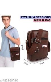 Brown Sling Bag Cross-Body Sling Kit Messenger Bag|Side Bag|Men Women Stylish Small Travel