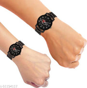 Black Dial Stainless Steel Chrome Plated Couple Watches for Men & Women Analog Watch Analog Watch - For Men & Women