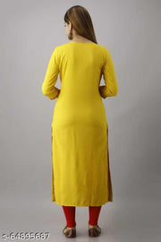 Embroidered Yellow Rayon kurti
