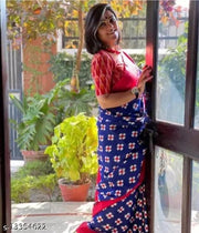 Jaipuri Hand Block Printed Soft Cotton Mulmul Saree ,Sanganeri Cotton Malmal Saree, Bagru Cotton Saree, Batic / Batik Print Cotton saree In Super Fine 92*80 Fabric Quality With Attached Blouse Piece for Woman